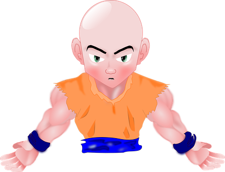 Animated Bald Character Floating PNG