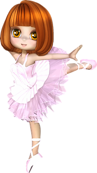Animated Ballerinain Pink Dress PNG