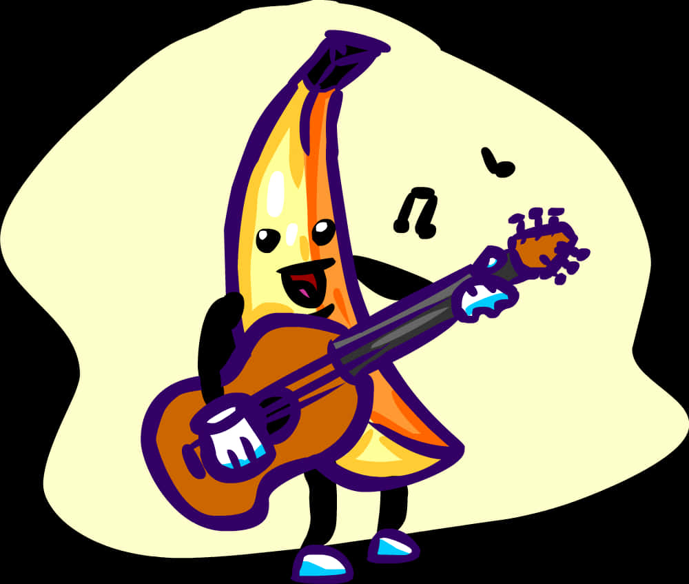 Animated Banana Playing Guitar PNG