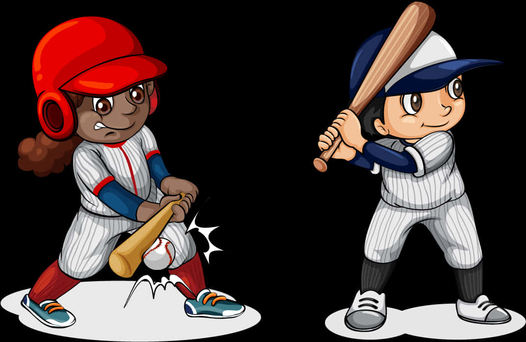 Animated Baseball Players Ready Action PNG