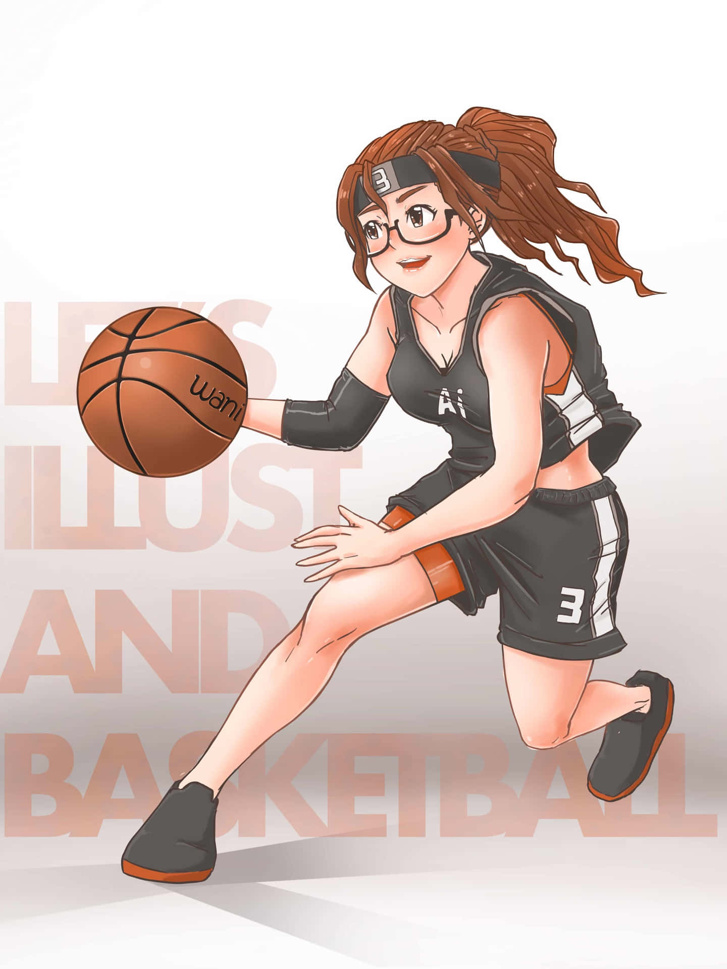Animated Basketball Girl Dribbling Wallpaper