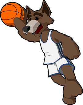 Animated Basketball Playing Wolf PNG