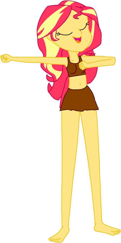 Animated Beach Girl Stretching Pose PNG