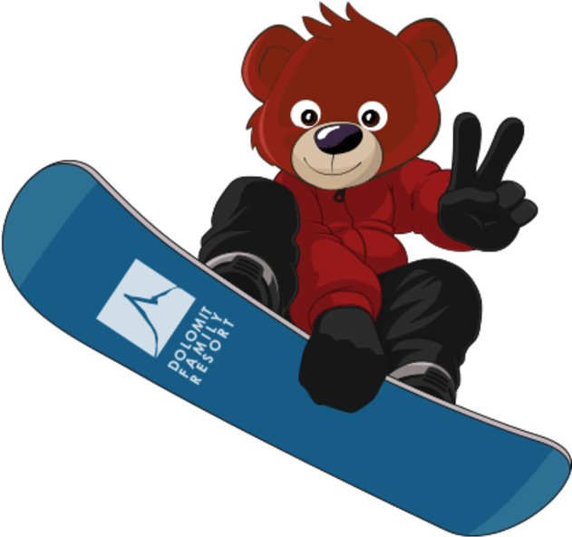 Animated Bear Snowboarding Peace Sign PNG