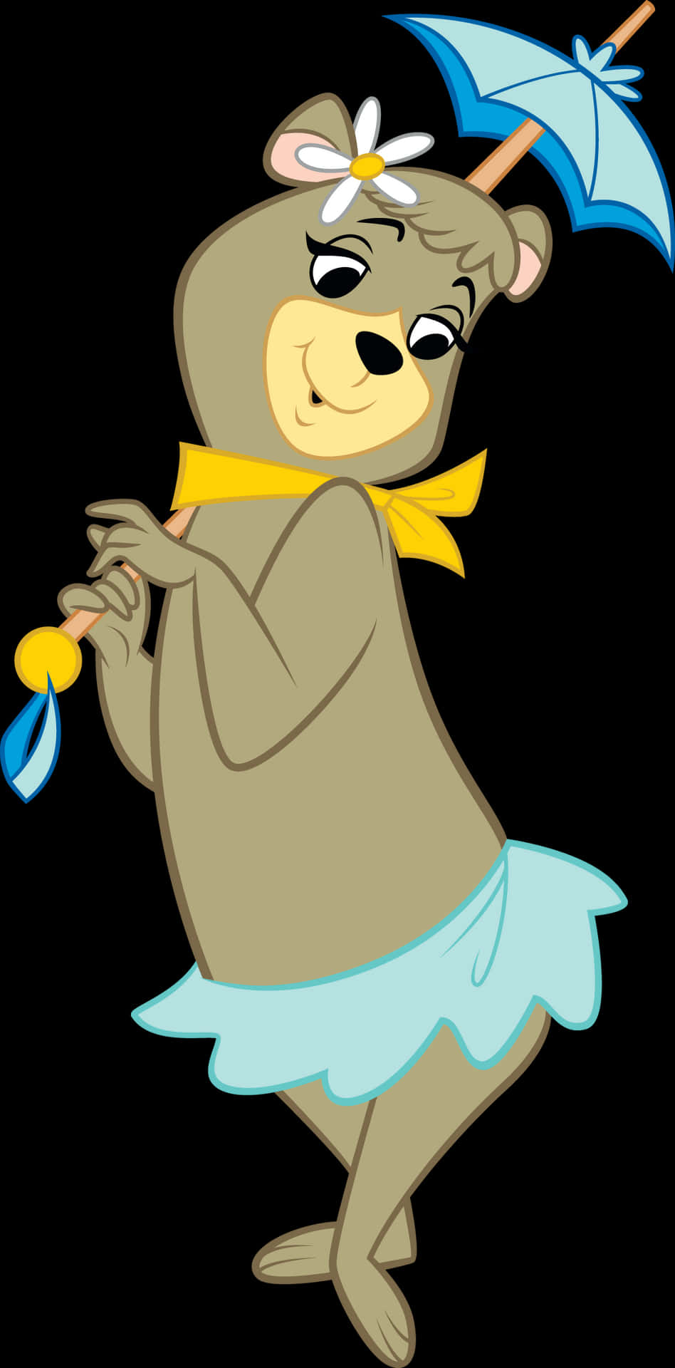 Animated Bear With Umbrella PNG