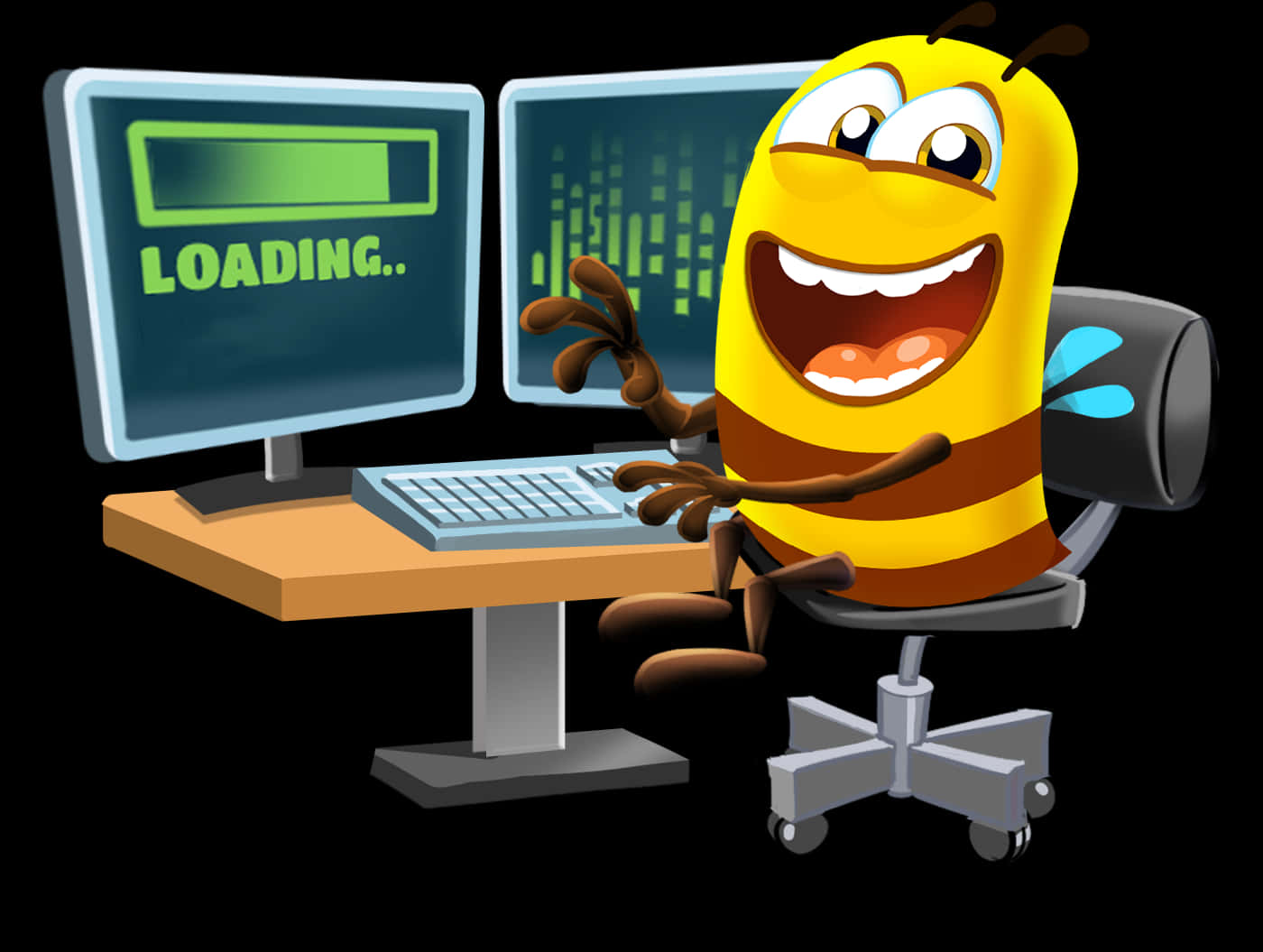 Animated Bee Computer Loading Screen PNG