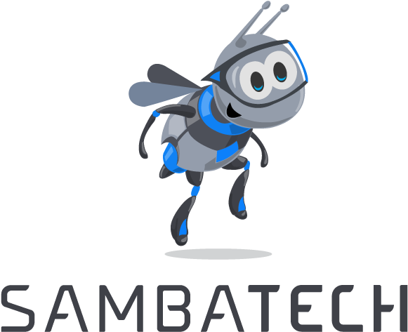 Animated Bee Mascot Samba Tech Logo PNG