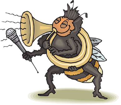 Animated Bee Singing Into Microphone PNG