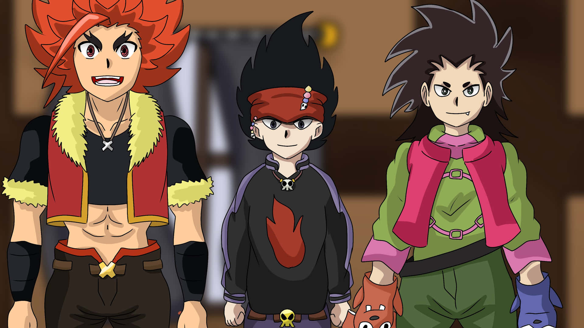 Geanimeerde Beyblade Personages Posing Achtergrond