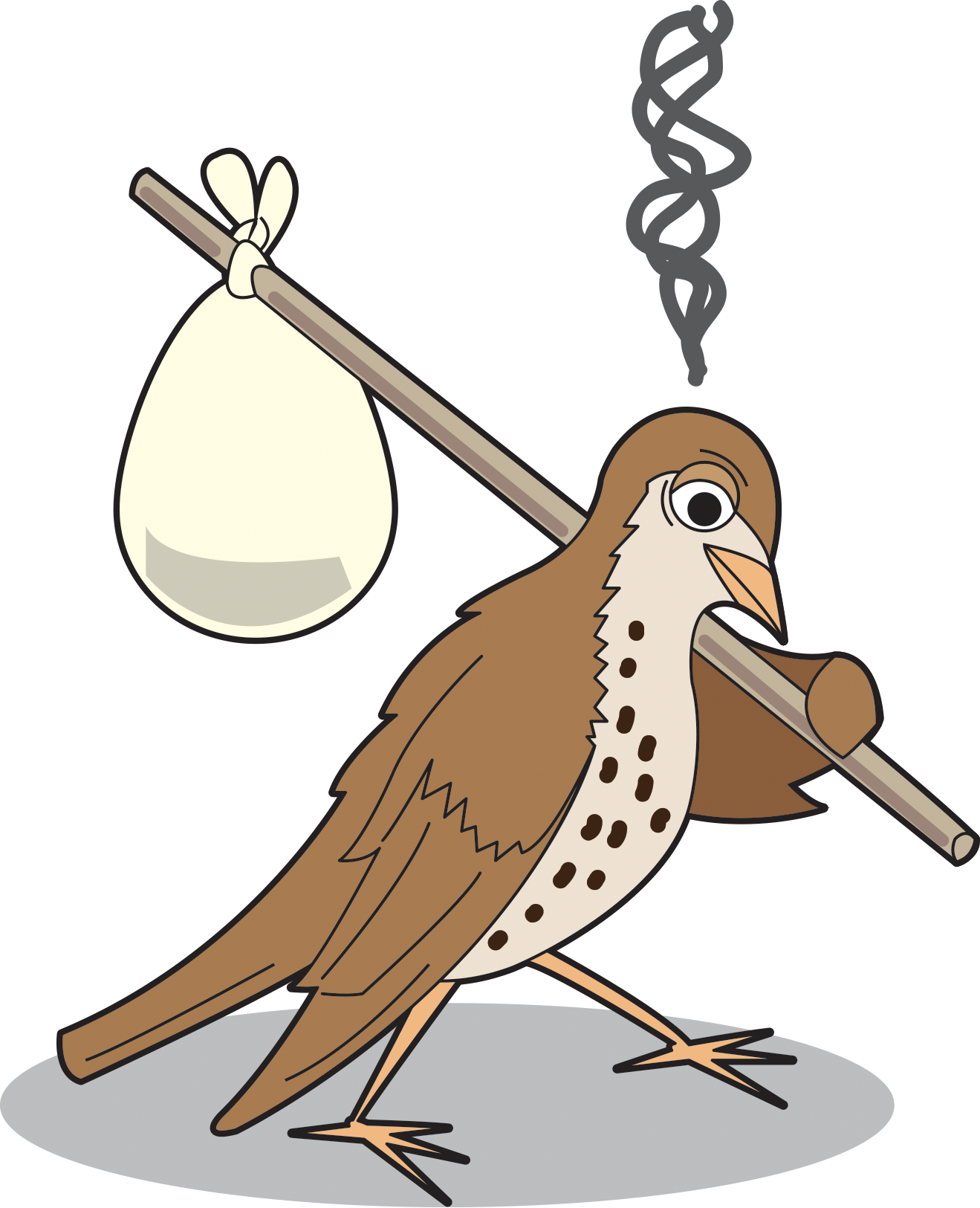 Animated Bird Carrying Egg Sack PNG