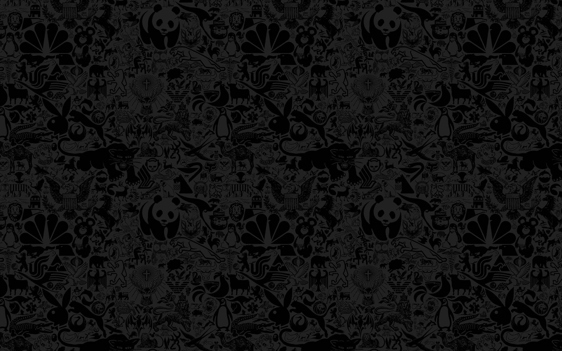 Black animals compiled together in grey background, animated HD wallpaper.
