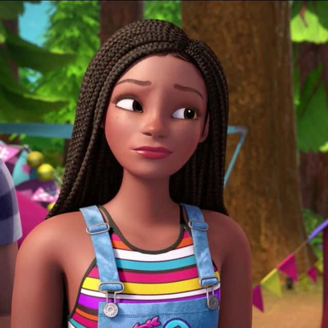 Animated Black Barbie Character Wallpaper