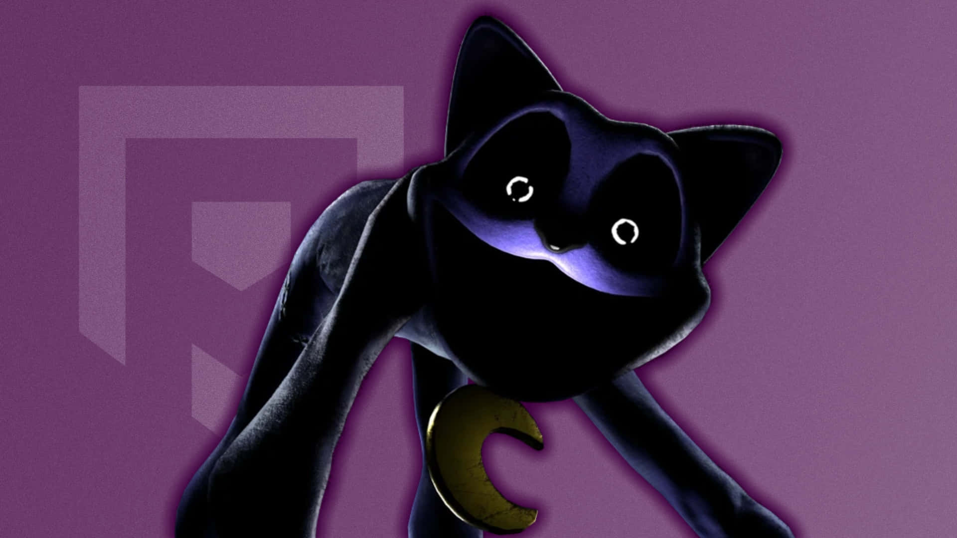 Animated_ Black_ Cat_ Purple_ Background Wallpaper