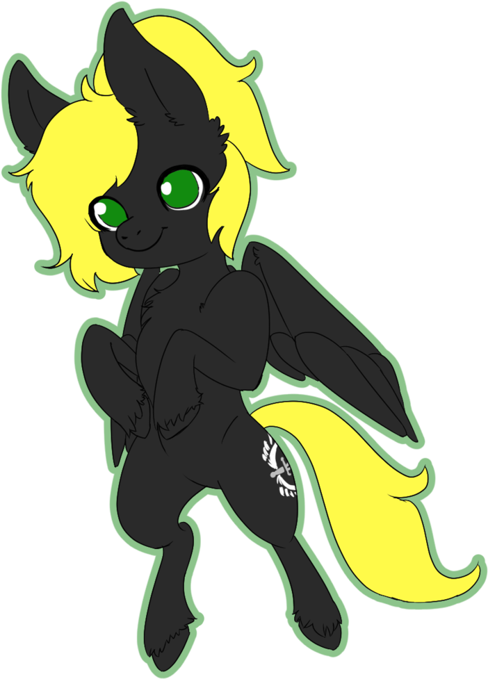 Animated Black Pegasuswith Yellow Mane PNG