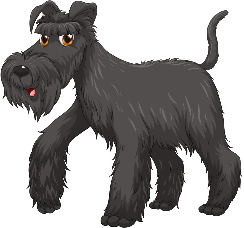 Animated Black Terrier Dog PNG