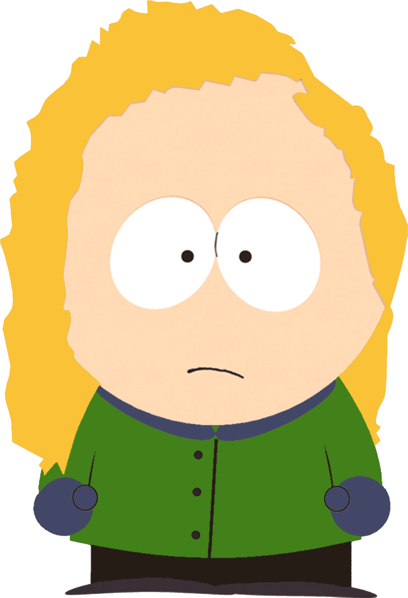 Animated Blonde Character Green Jacket PNG