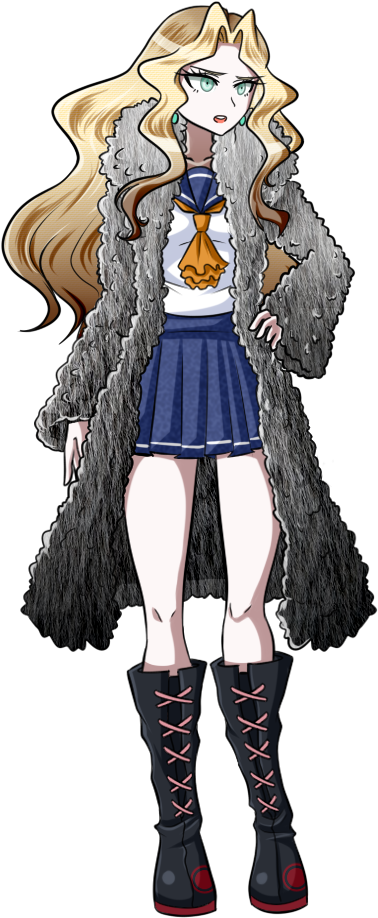 Animated Blonde Character With Fur Coat PNG