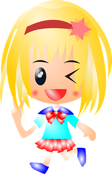 Animated Blonde Girl Cartoon Character PNG