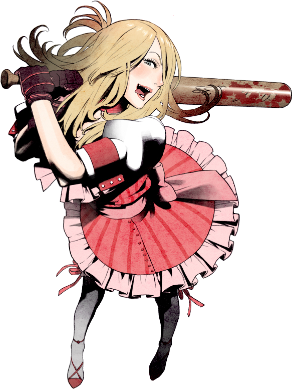 Animated Blonde Girl With Bat PNG