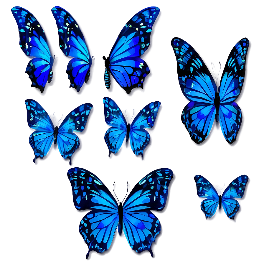 Animated Blue Butterflies Png Exc PNG