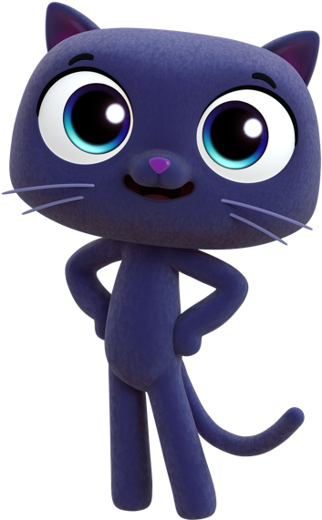 Animated Blue Cat Character PNG