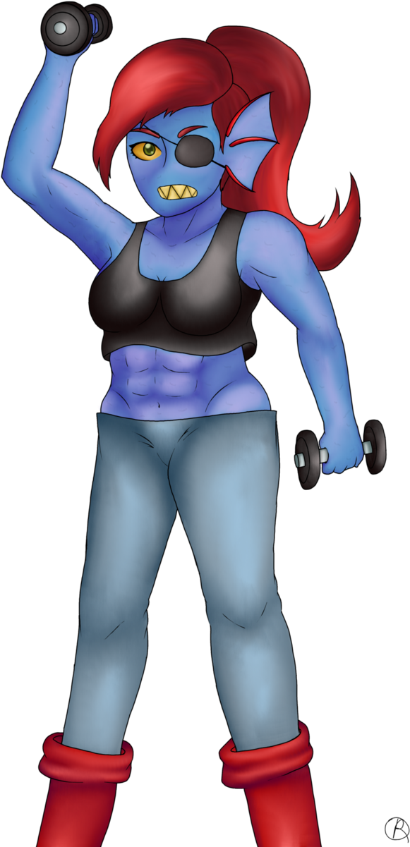 Animated Blue Character Weightlifting PNG
