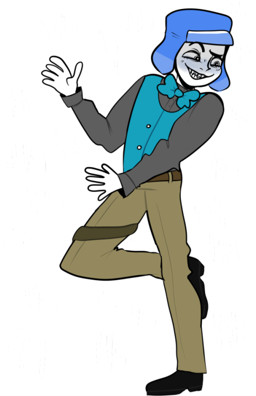 Blue Haired Character Laughing PNG