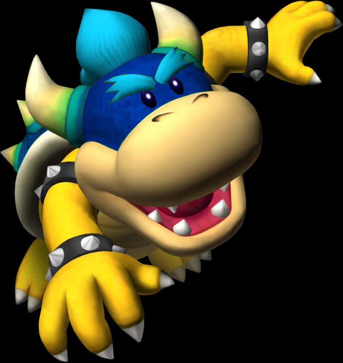 Animated Blue Haired Bowser Character PNG