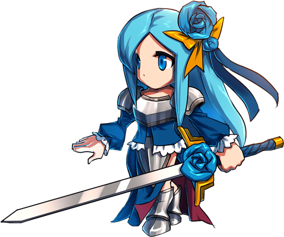 Animated Blue Haired Swordswoman PNG