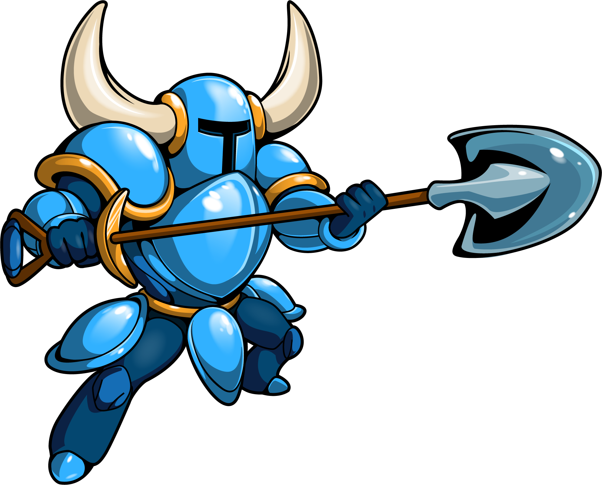 Animated Blue Knightwith Axe PNG