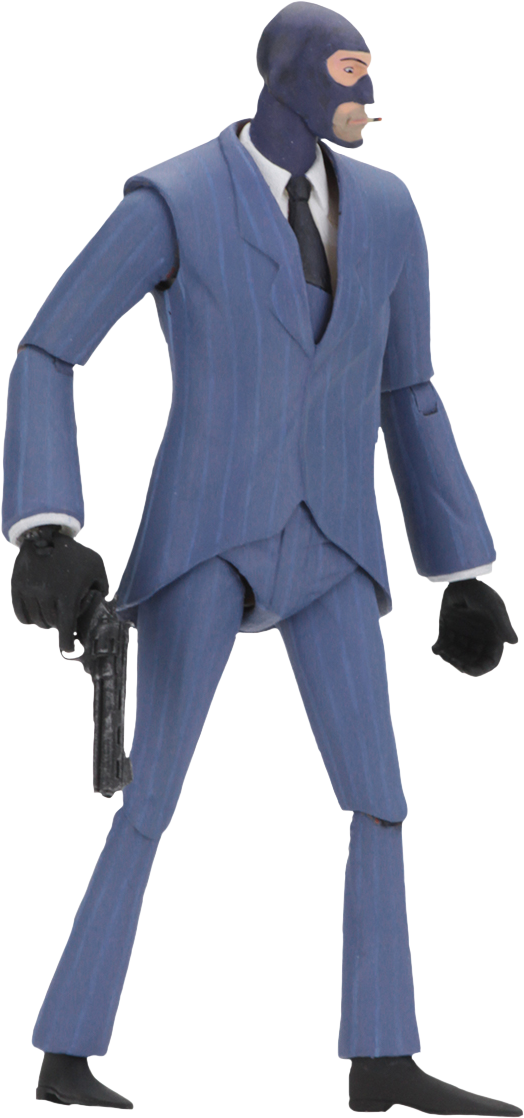 Animated Blue Suited Spy With Gun PNG