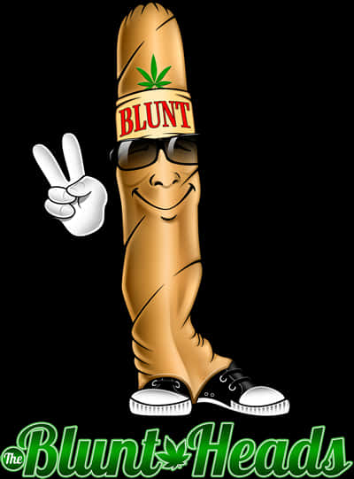Animated Blunt Character Peace Sign PNG