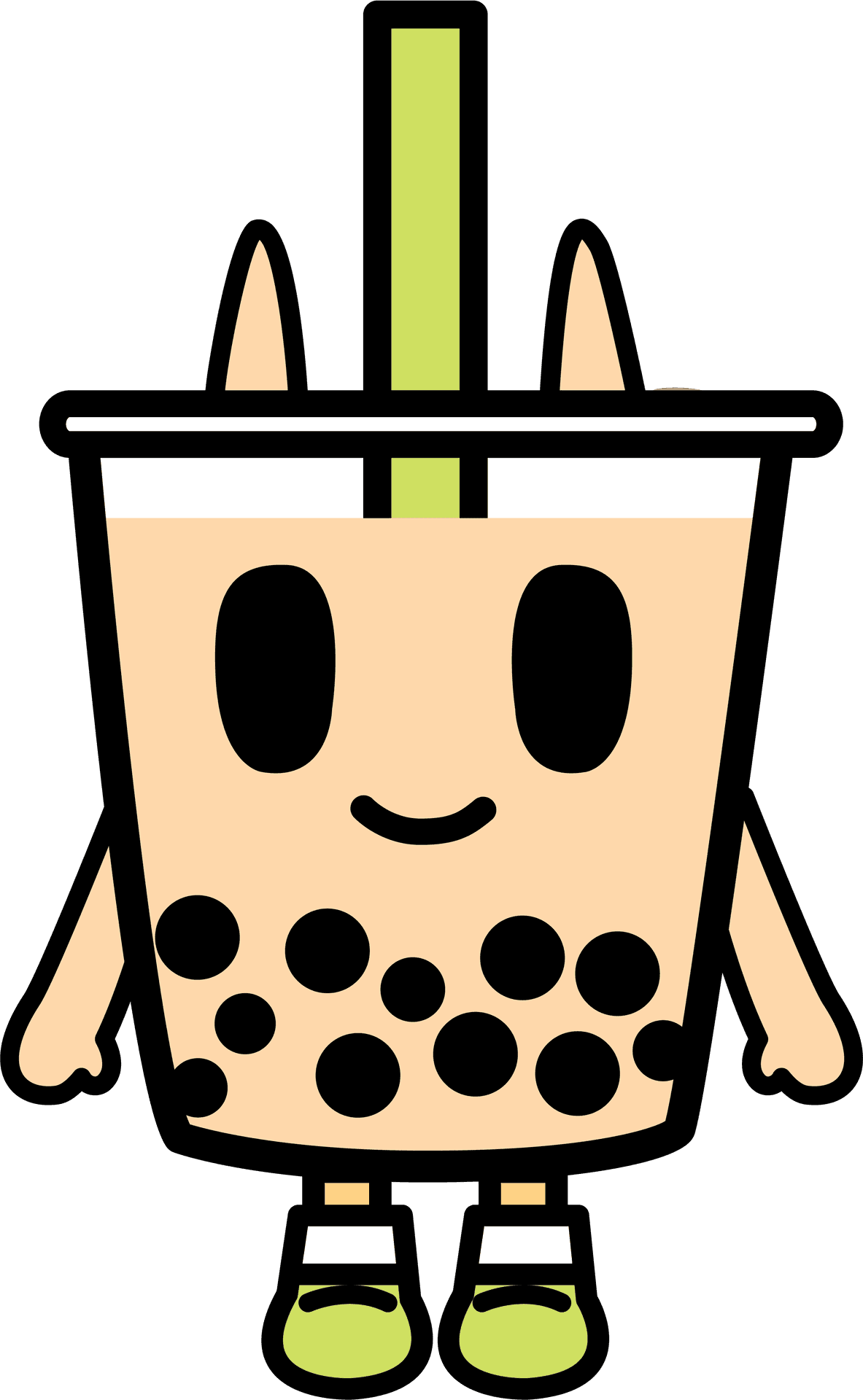 Animated Boba Tea Character PNG