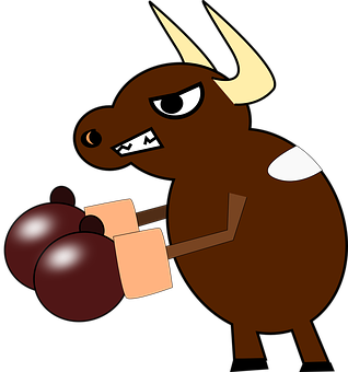 Animated Boxing Bull Character PNG