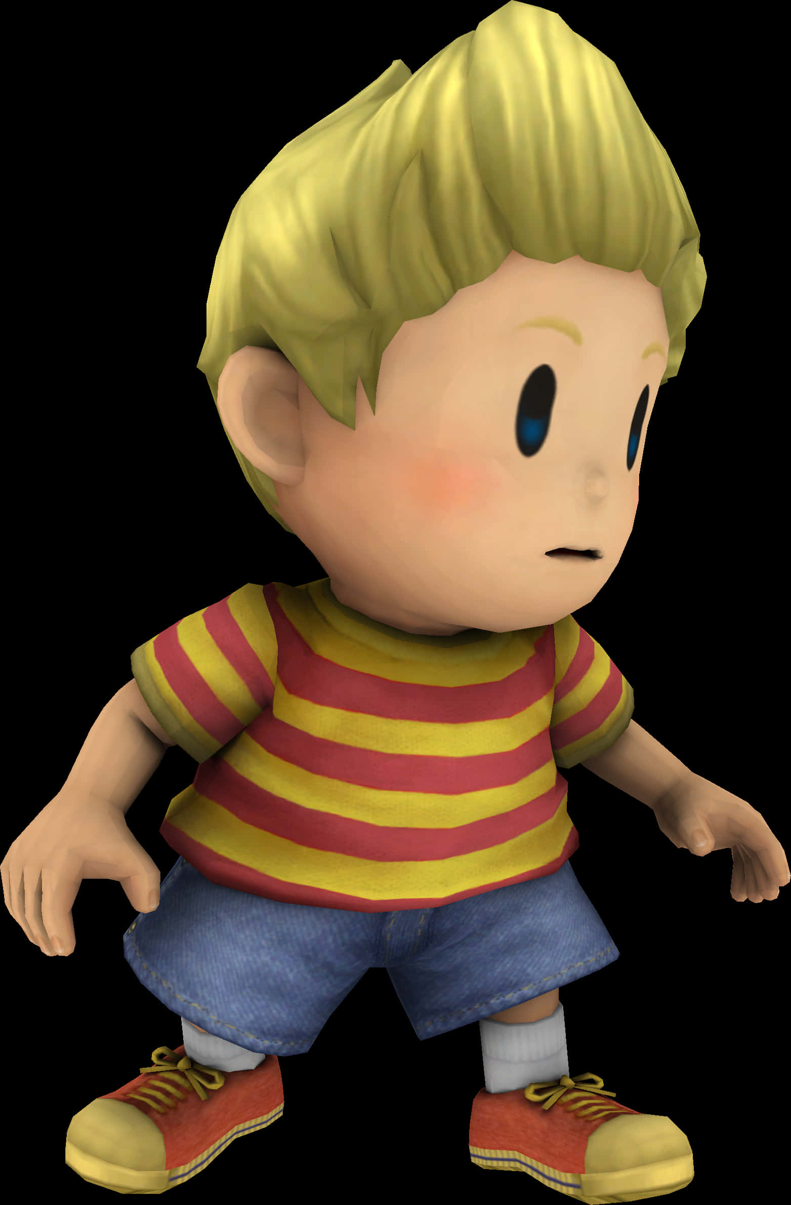 Animated Boy Red Yellow Striped Shirt PNG