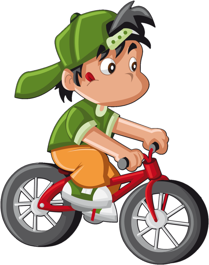 Animated Boy Riding Bicycle PNG