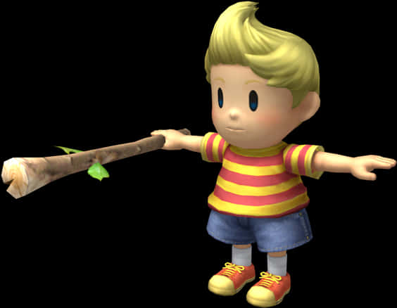 Animated Boy With Stick PNG