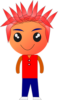 Animated Boywith Spiky Hair PNG