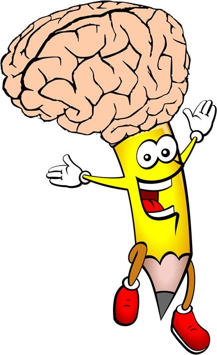 Animated Brain Pencil Character PNG