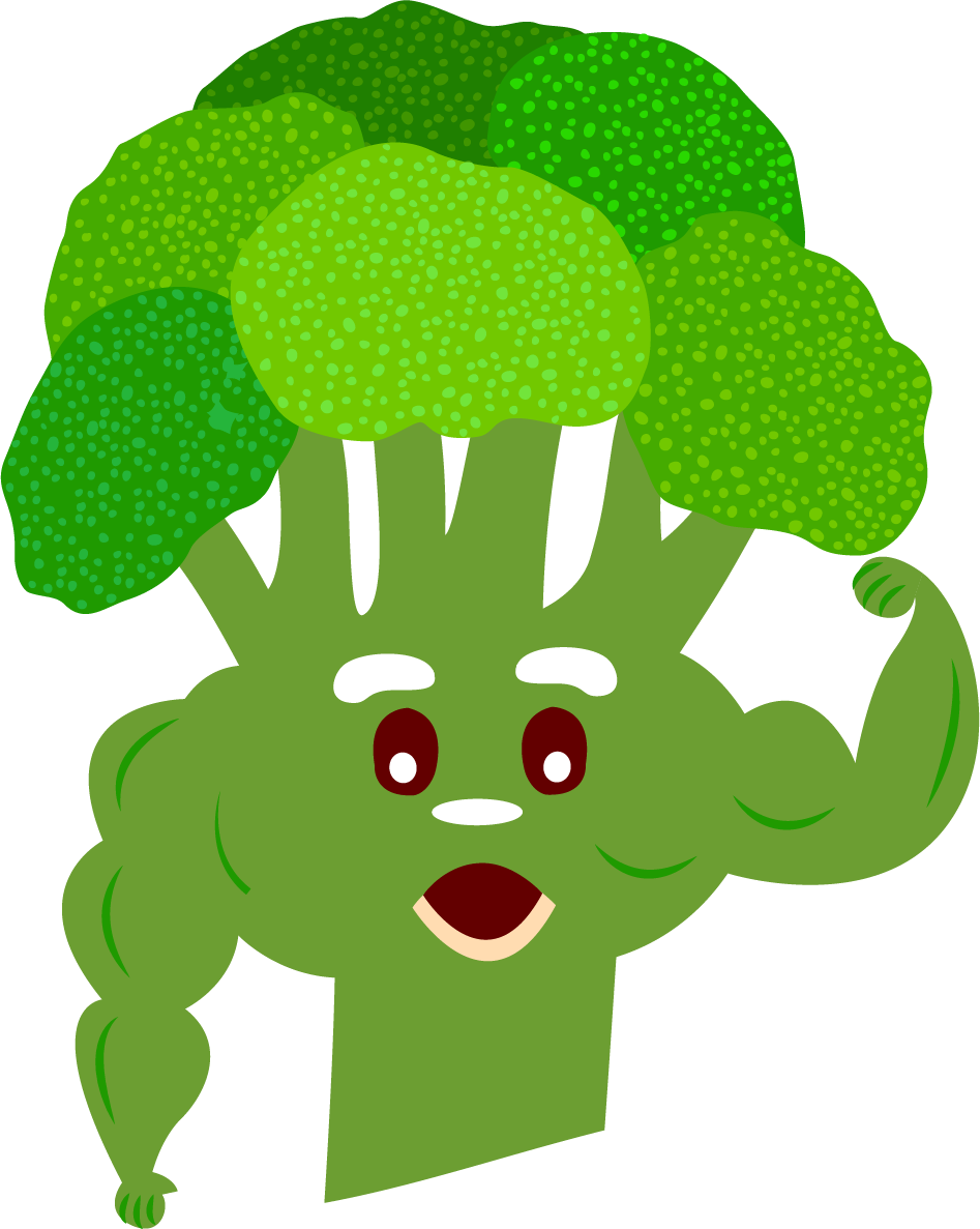 Animated Broccoli Character Flexing PNG