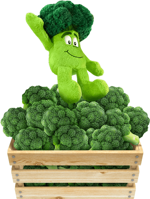 Animated Broccoli Characterin Crate PNG