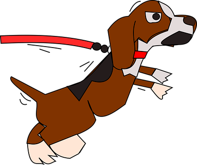 Animated Brown Dog Leash Jumping PNG