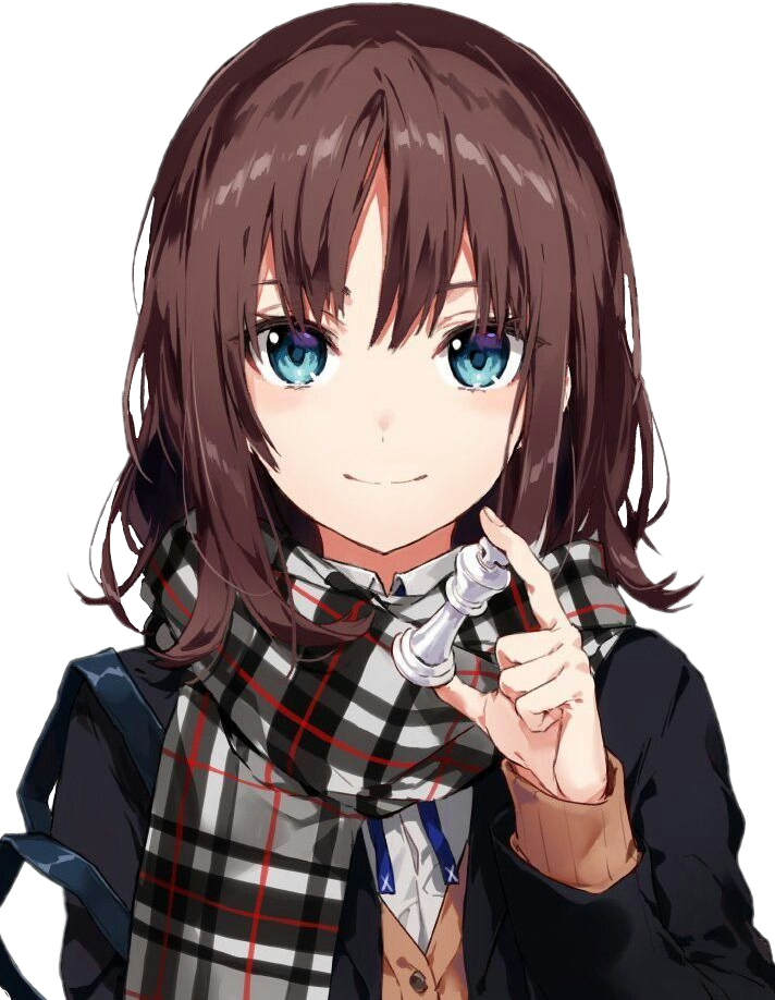 Animated Brown Haired Girl With Blue Eyes PNG