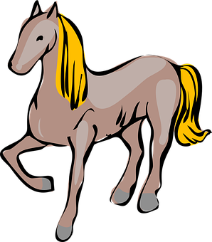 Animated Brown Horsewith Yellow Mane PNG
