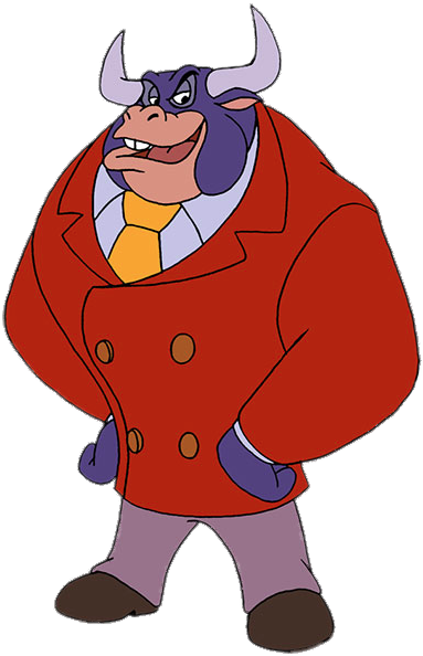 Animated Bull Character Red Coat PNG