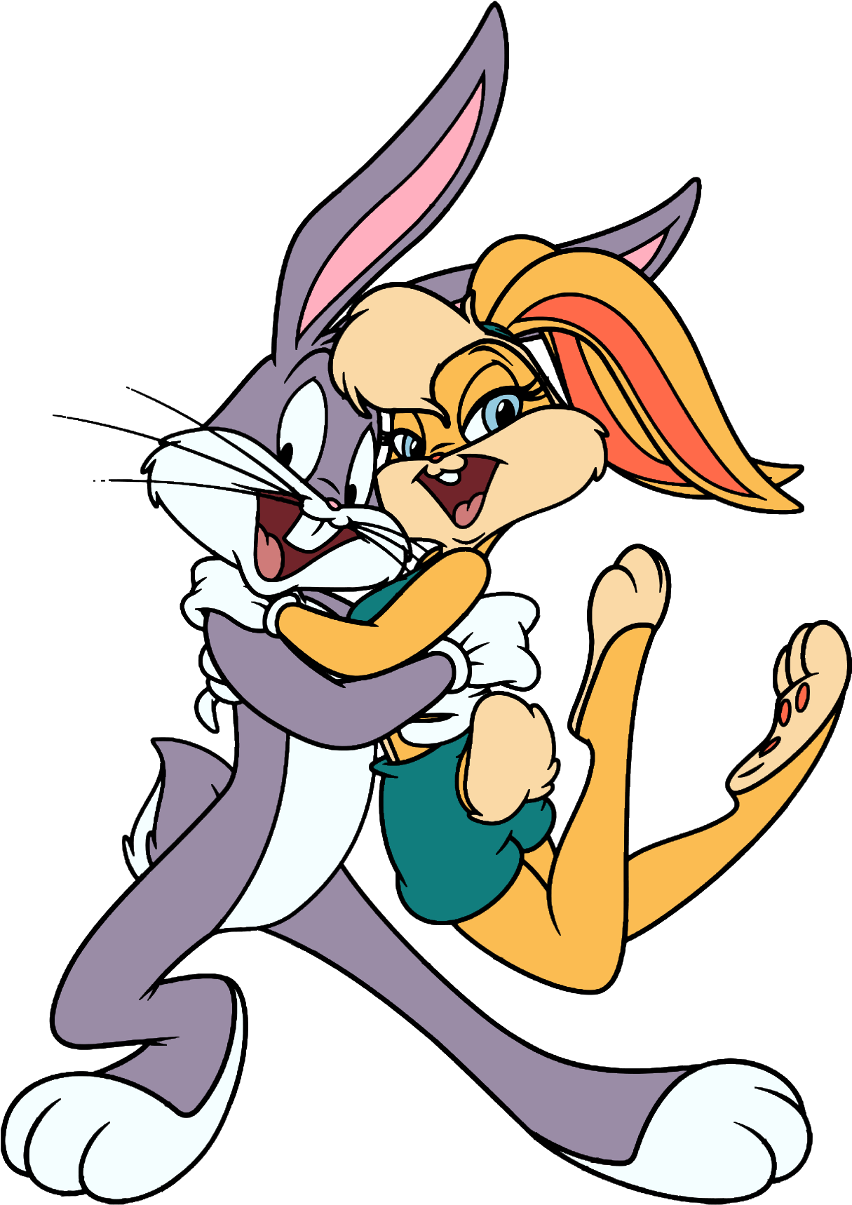 Animated Bunny Duo Cartoon PNG