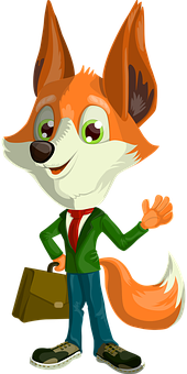 Animated Business Fox Character PNG