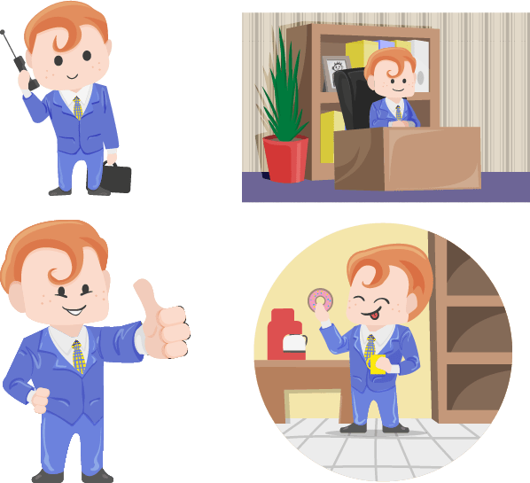 Animated Businessman Activities PNG