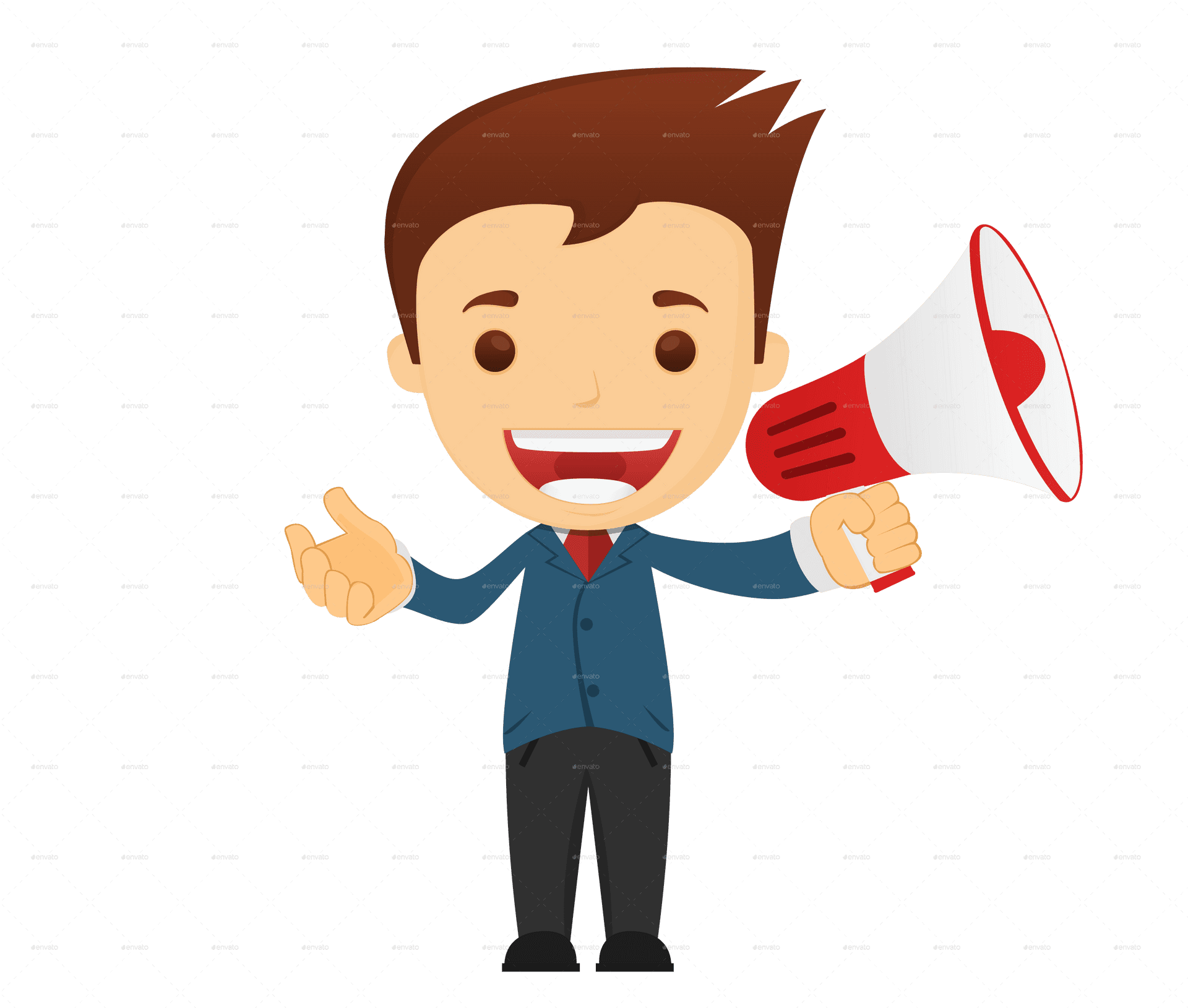 Animated Businessmanwith Megaphone PNG