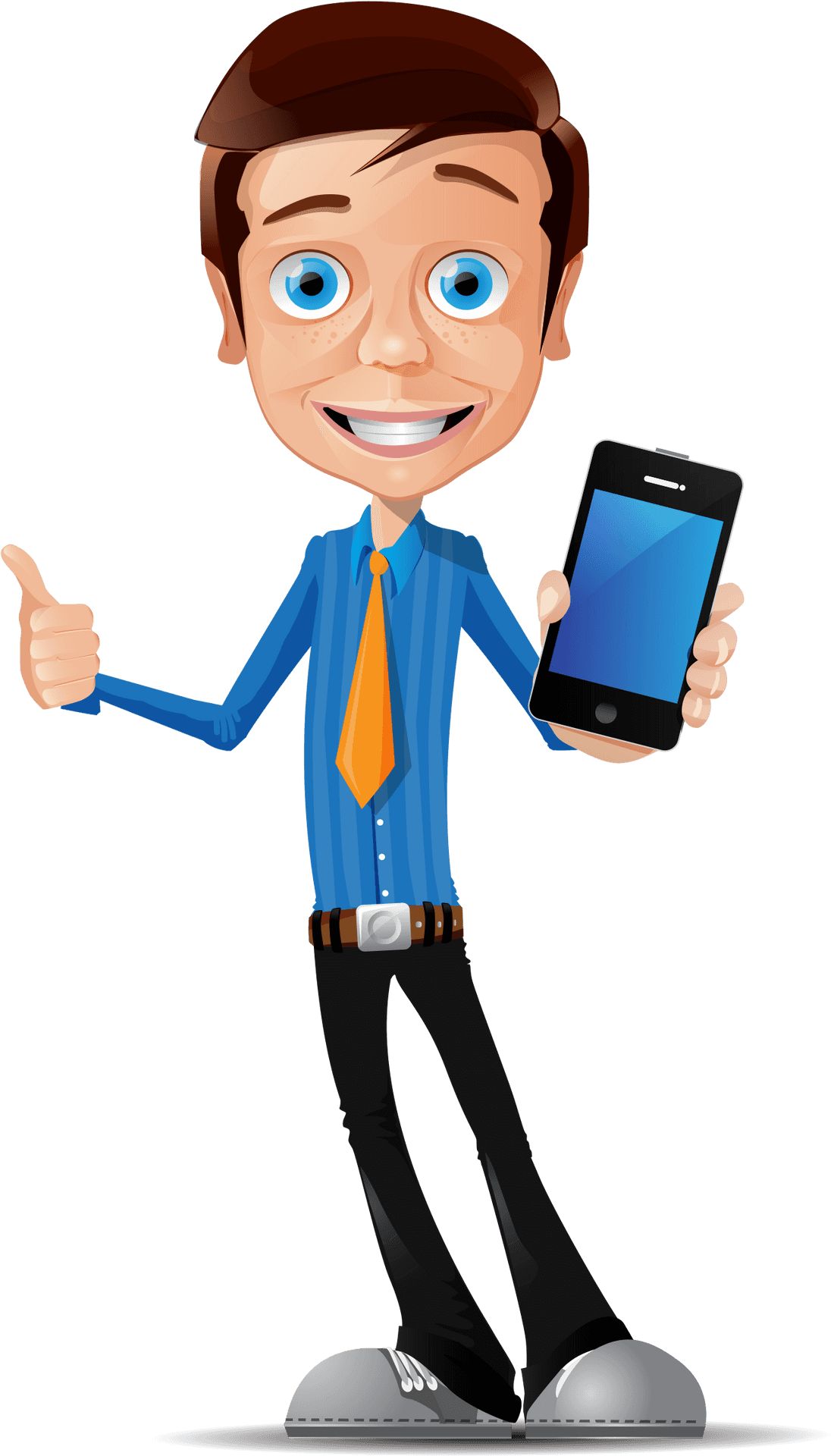 Animated Businessmanwith Smartphone PNG